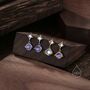 Tiny Moonstone Planet With Starburst Stud Earrings, thumbnail 1 of 10