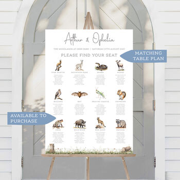 Woodland Animal Wdding Table Plan Cards, 10 of 10