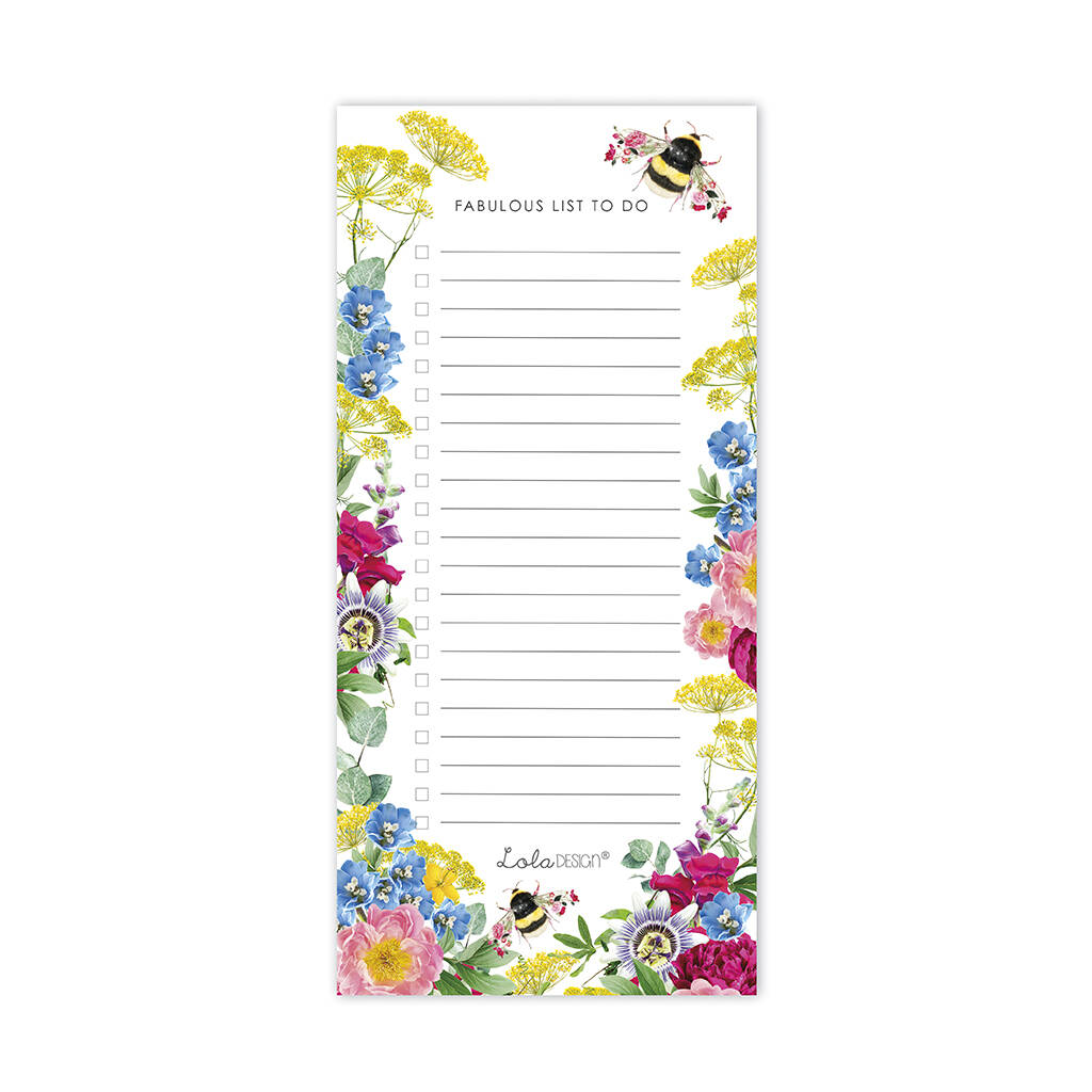Magnetic To Do List Pad Featuring Botanical Bee, 1 of 2