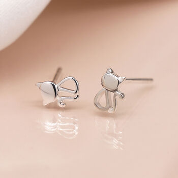 Sterling Silver Sitting Cat Stud Earrings – 8mm, 4 of 7