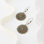 Oxidized Brown Turquoise Boho Flower Drop Earrings, thumbnail 3 of 3