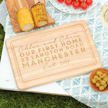 Personalised First Home Chopping Board Gift For Couple, 2 of 7