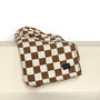 Sona Checkerboard Coffee And Cream Recycled Cotton Throw, thumbnail 3 of 7