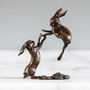 Miniature Bronze Boxing Hares Sculpture 8th Anniversary, thumbnail 6 of 12