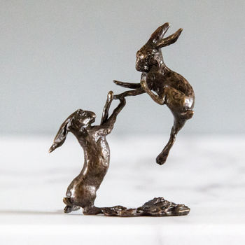 Miniature Bronze Boxing Hares Sculpture 8th Anniversary, 6 of 12