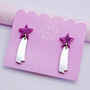 Sparkly Pink And Silver Shooting Star Earrings, thumbnail 1 of 4