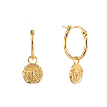 18ct Gold Plated Star Sign Charm Hoop Earrings, 7 of 12
