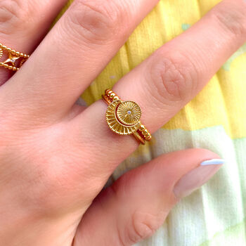 Gold Plated Solis And Selene Rings Set Of Two, 2 of 4