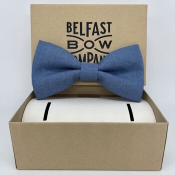 Irish Linen Bow Tie In Slate Blue, 2 of 2