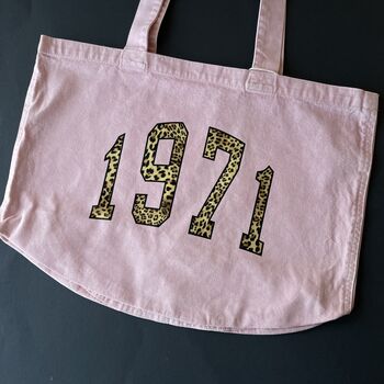 Personalised Varsity Leopard Year Vintage Tote Bag, 5 of 9