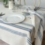 Pure Belgian Linen Tablecloth With Blue Stripe, thumbnail 1 of 3