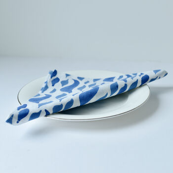 Blue And White Cotton Napkins, Seabreeze, 4 of 4
