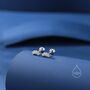 Extra Tiny Curved Cz Bar Stud Earrings Sterling Silver, thumbnail 3 of 12