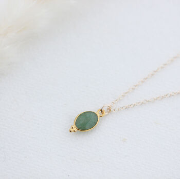 Gold Oval Dotted Gemstone Pendant Necklace, 4 of 11