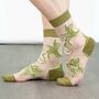 Sheer Pop Socks Ankle Highs Lily Floral Green, thumbnail 1 of 3