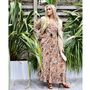 'Danica' Cream, Terracotta And Gold Floral Print Maxi Dress, thumbnail 6 of 12