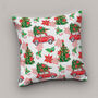 Nostalgic Red Car With Pine Tree Christmas Chenille Cushion, thumbnail 7 of 12