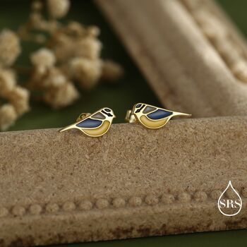 Blue Tit Bird Stud Earrings In Sterling Silver, 2 of 12