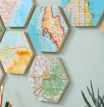 Father's Day Custom Map Hexagon Collectable Wall Art, 2 of 3