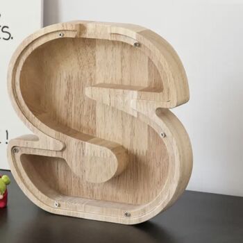 Hand Made Personalised Wooden Letter Money Boxes, 4 of 5