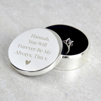 Personalised Engraved Round Ring Box, 4 of 7