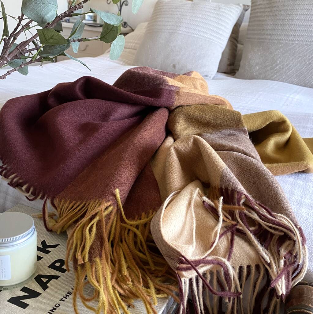 Handwoven Soft Lambswool Blanket Terracotta By Chilled Indigo Life