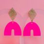 The Saskia Gold And Pink Drop Statement Earrings, thumbnail 1 of 2