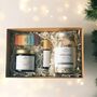 Organic Pamper Gift Box, Candle Bath Salt Pulse Point Roller, Hamper Aromatherapy Relaxing Gift, thumbnail 1 of 11