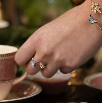 Enamel Blue Butterfly Ring, 3 of 6