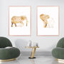 Gold White Elephant No Two Silhouettes Wall Art Print, thumbnail 2 of 5