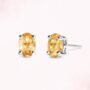 Citrine Oval Stud Earrings In Sterling Silver And Gold, thumbnail 7 of 8