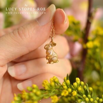 Solid 18ct Gold Standing Rabbit Pendant, 2 of 5