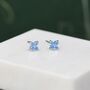 Aquamarine Blue Cz Flower Stud Earrings, thumbnail 2 of 12
