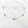 Turkish Blue Evil Eye Silver Charm Friendship Bracelet, thumbnail 1 of 6