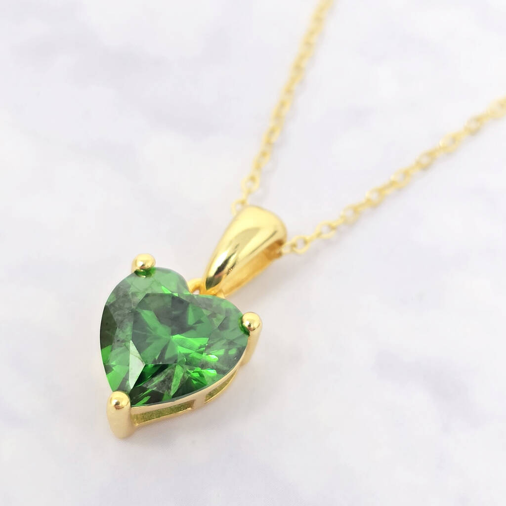 Emerald Love Heart Pendant May Birthstone Necklace, 1 of 4