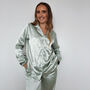 Sage Embroidered Satin Bridal Pyjamas Long, thumbnail 2 of 6