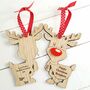 Double Sided Oak Reindeer Parent And Child Cat Dog, thumbnail 2 of 6