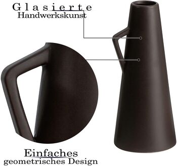 Pack Of Two Dark Brown And Beige Modern Ceramic Vases, 4 of 5