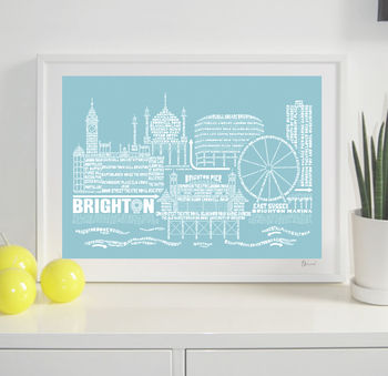 Brighton Skyline Typography Print Personalised, 3 of 7