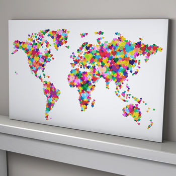 Love Hearts Map Of The World Art Print, 2 of 5