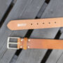 Premium Handmade Light Tan English Leather Mens Belt, thumbnail 4 of 5