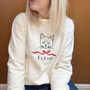 Personalised Cat And Bow Unisex Christmas Jumper, thumbnail 2 of 5