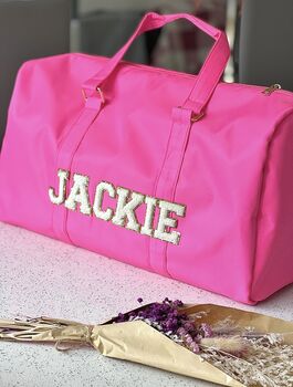Personalised Patch Duffle/Weekend Bag With Patch Letters, 6 of 6