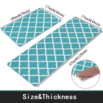 Two Pieces Blue Kitchen Floor Mat, 3 of 8