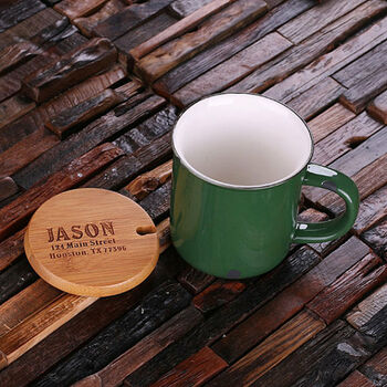 Personalised Ceramic Mug Bamboo Lid, 3 of 8