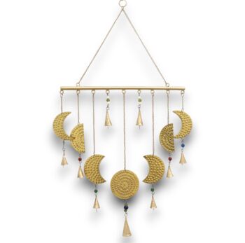 Repousse Brass Hanging Chime Decoration | Moon Cycle, 2 of 2