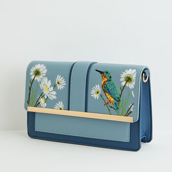 Embroidered Kingfisher Blue Cross Body Bag, 5 of 7