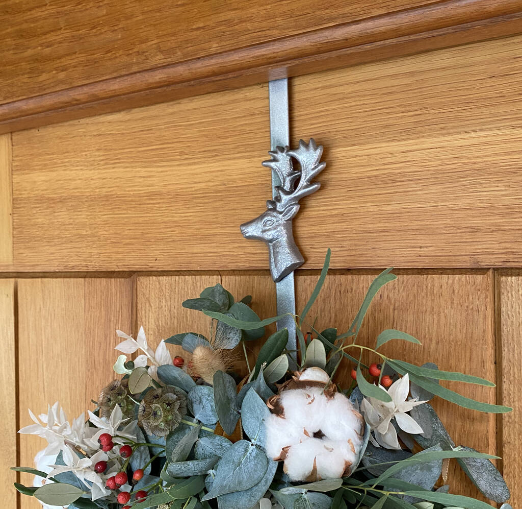 Silver Reindeer Christmas Wreath Door Hanger By Garden Selections
