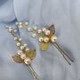 Pearl And Gold Leaf Hair Pins – Elegant Bridal And Bridesmaid Hair Accessories, thumbnail 9 of 12