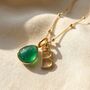 18ct Gold Plated Green Onyx Initial Birthstone Necklace, thumbnail 1 of 5